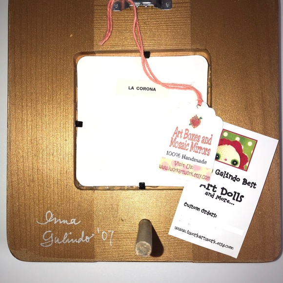 LA CORONA MIRROR Handmade Decorative Mixed Media Mosaic Tile Purple Terra Cotta - Picture 2 of 12